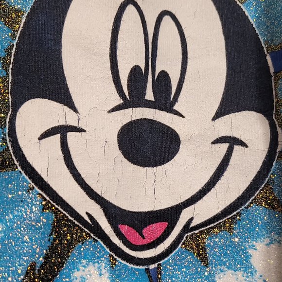 Vintage Disney Mickey Mouse Flower Power Short Sleeves Blue‎ T-shirt Sz Large - Picture 7 of 10
